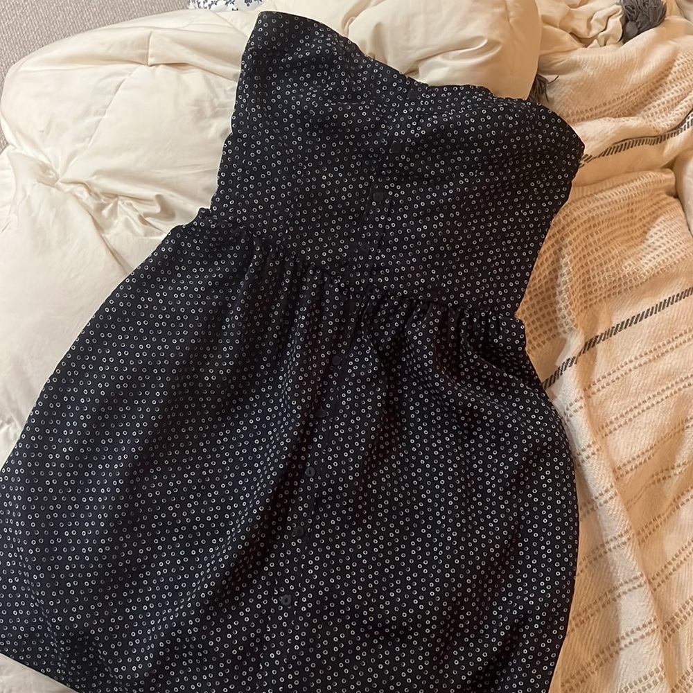 GAP strapless navy, polka dot dress